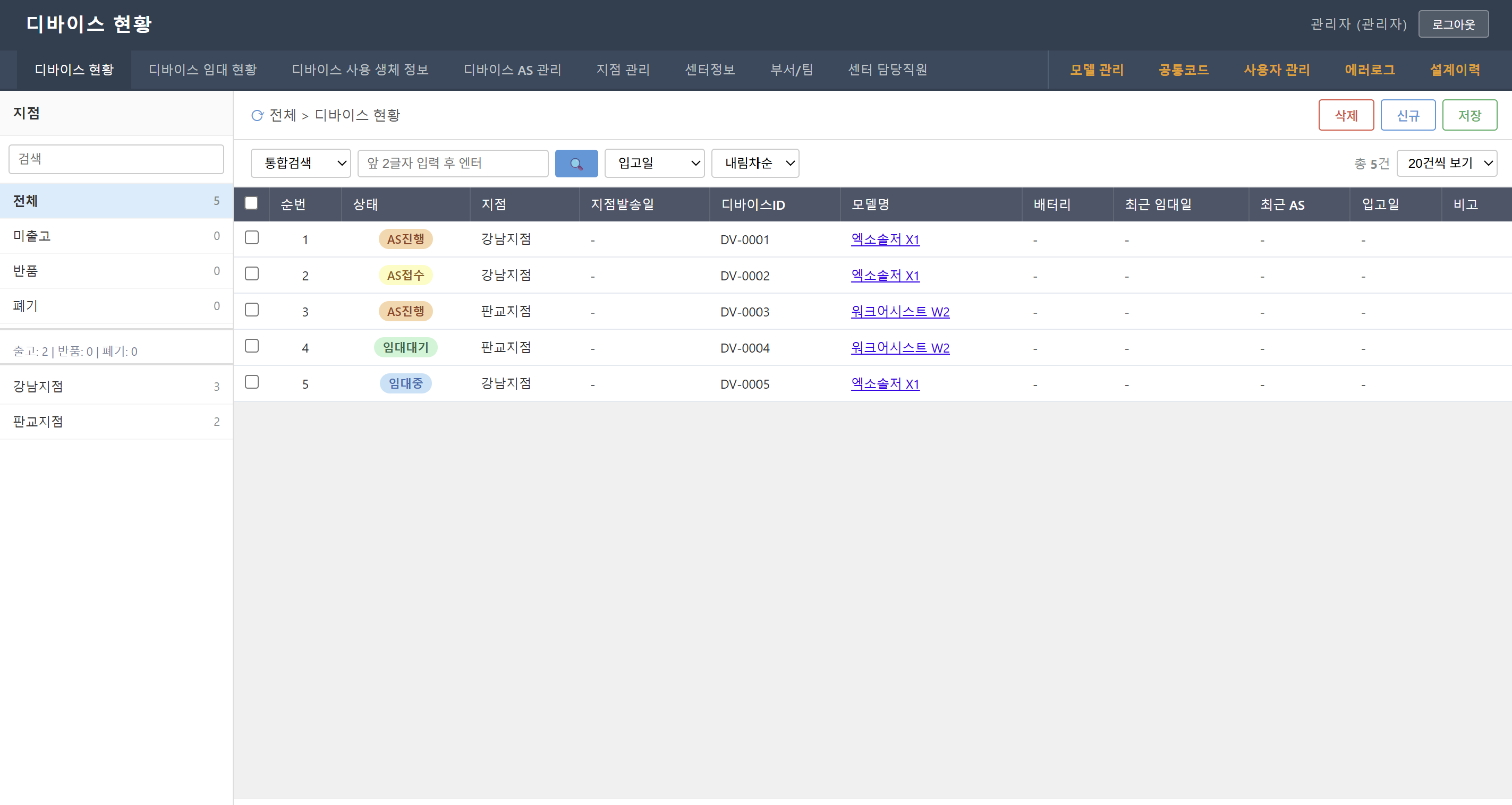로봇 디바이스 임대관리 시스템